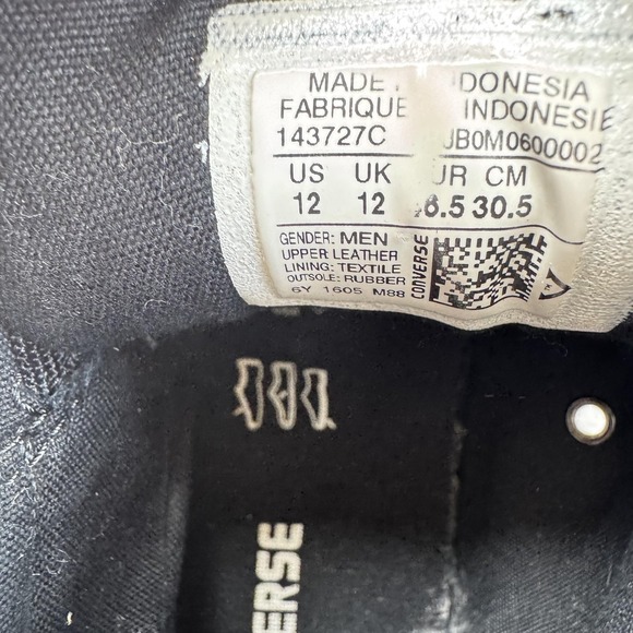 Converse Chuck Taylor All Star Shoes Mens Size 12 High Top Black Leather Sneaker - Picture 7 of 10